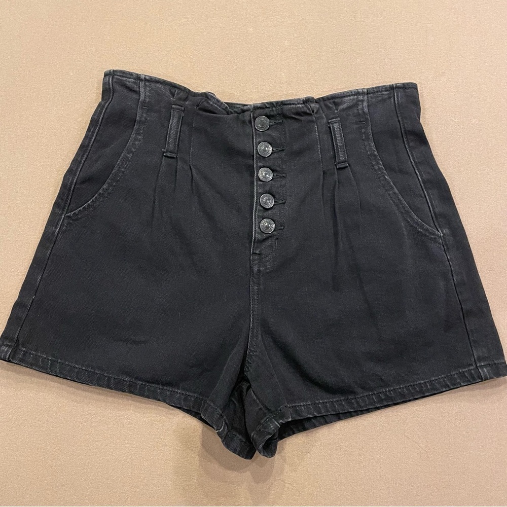 American Eagle High Rise Paperbag Mom Short Black Size 4 New With Tags